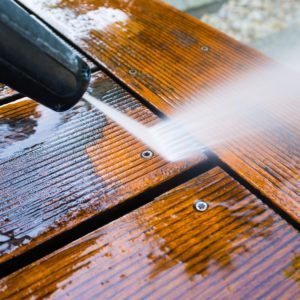 Pressure washing decking